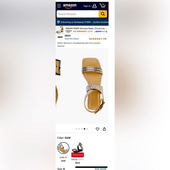 DKNY Women's Studded Buckle Flat Sandal Heeled  Size 9 - Picture 5 of 5